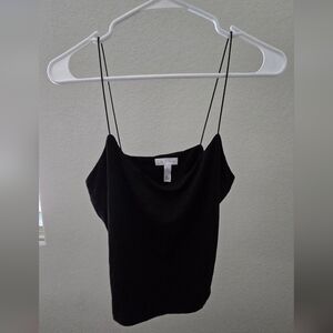 Elegant Crop Black Spaghetti Strap Top